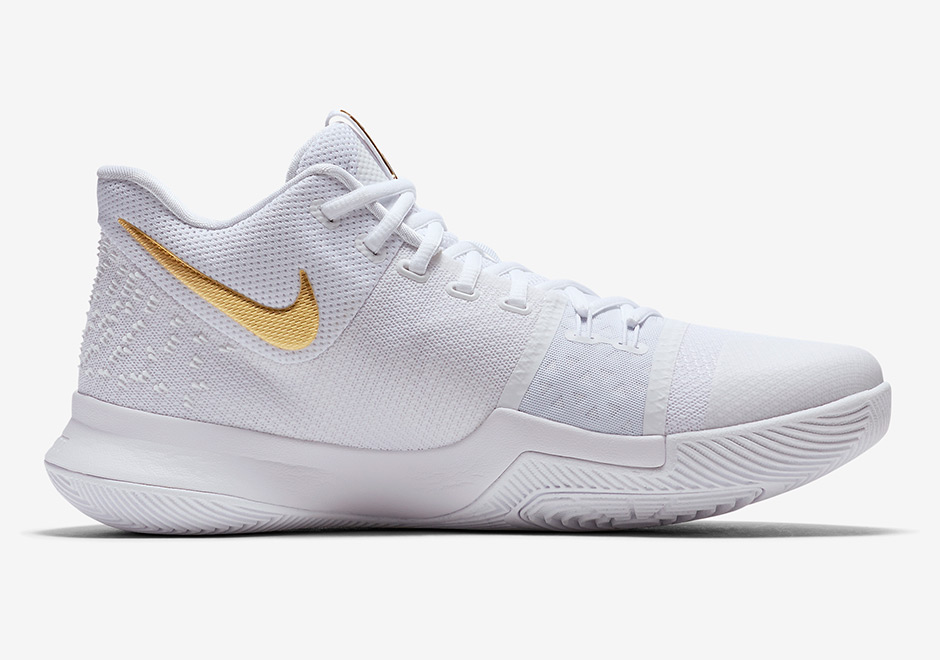 nike kyrie 3 gold and white
