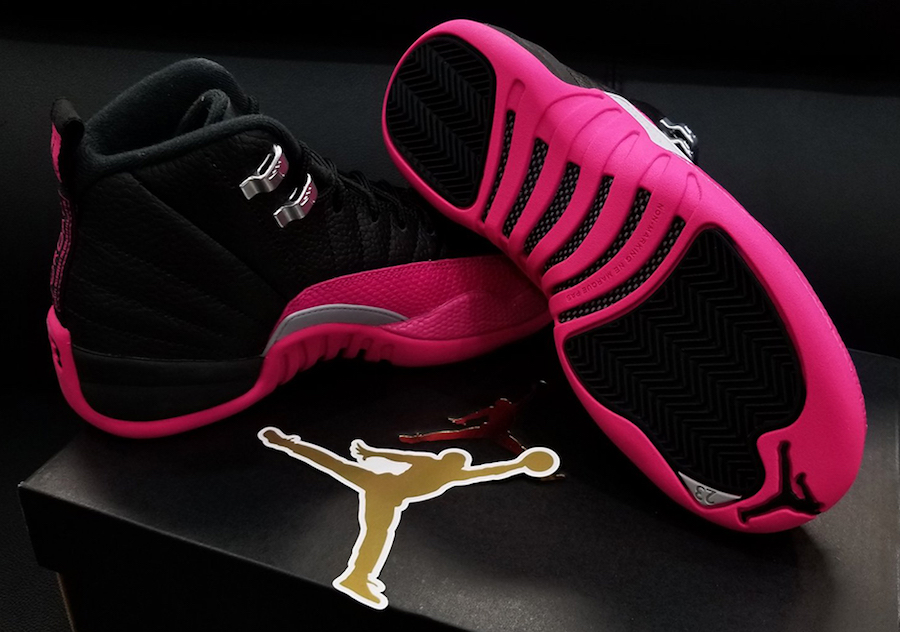 pink and black jordan 12s