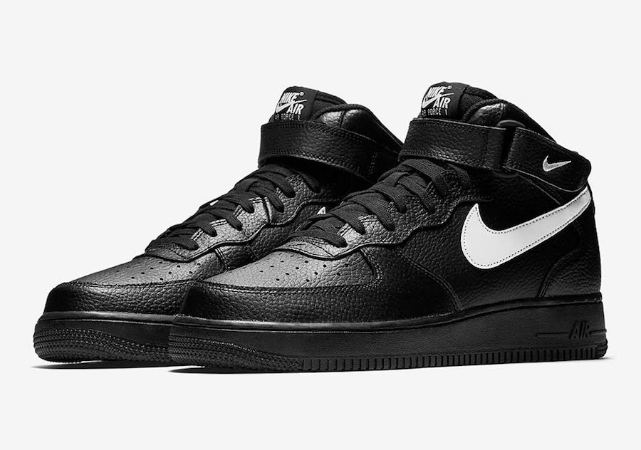 black and white nike air force 1 mid