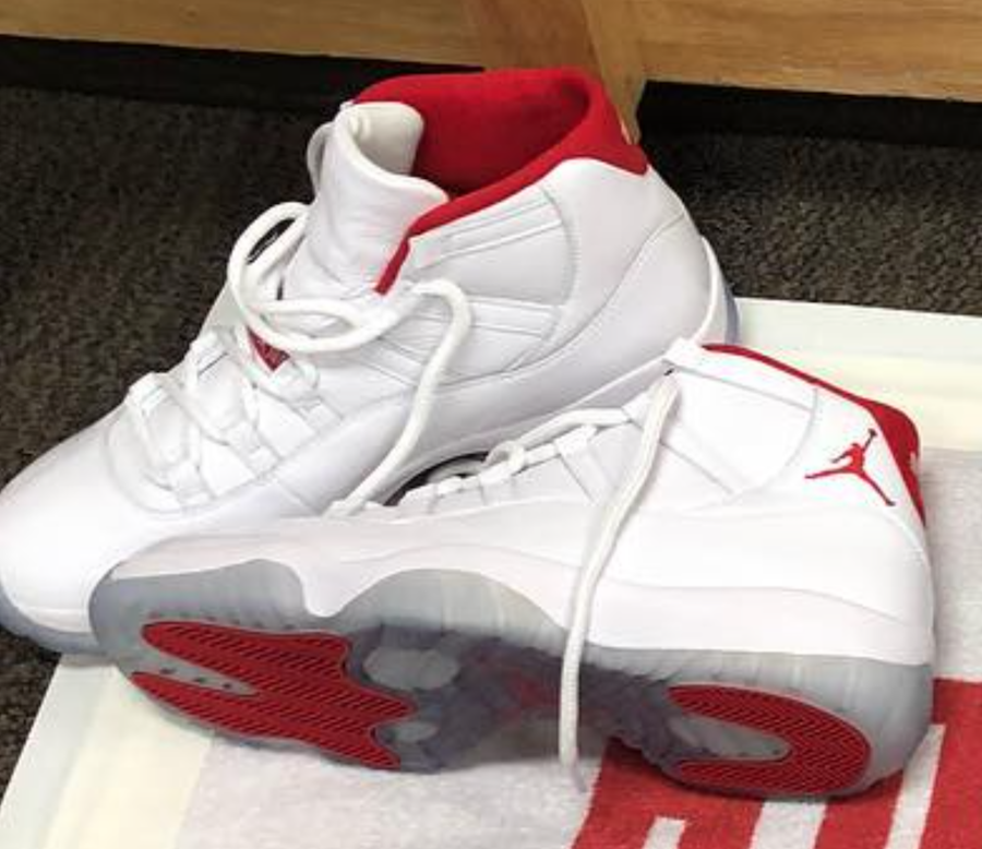 white and red jordan 11