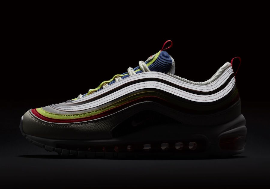 white yellow red blue air max 97