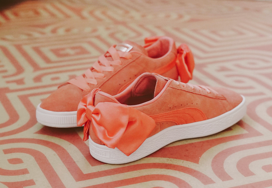 pink puma shoes with ribbon