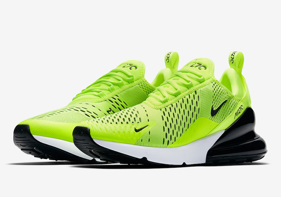 lime green and black air max 270