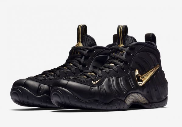 black and gold nike foams