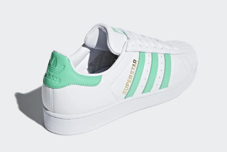 adidas superstar with green stripes