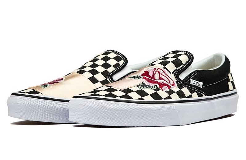 vans with checkers and roses