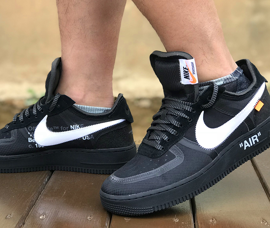 off white air force 1 black on feet