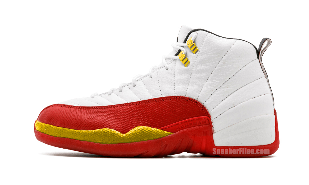 gold white and red jordans
