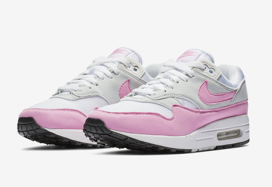 nike air max 1 trainers prism pink white sheen