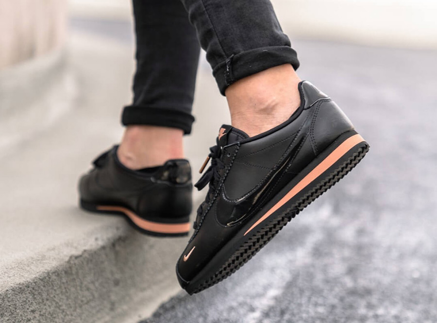 nike cortez womens black and rose gold