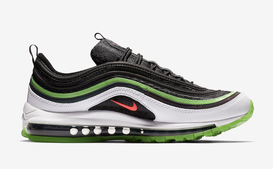 black white and green air max 97