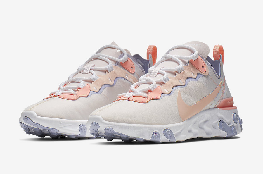nike pale pink react element 55 trainers