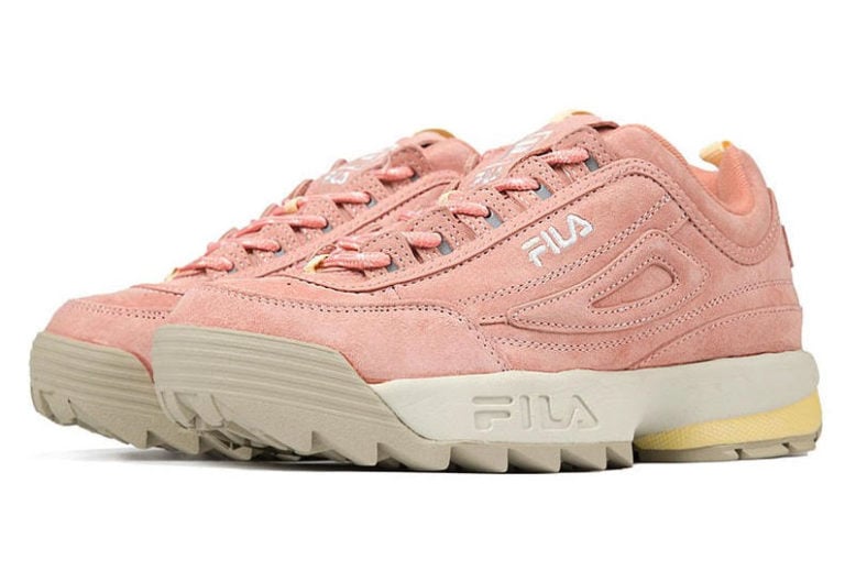 salmon pink white fila shoes