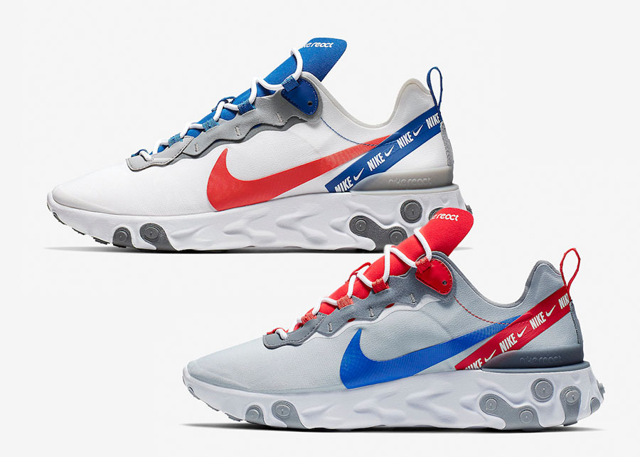 nike react element 55 red white and blue