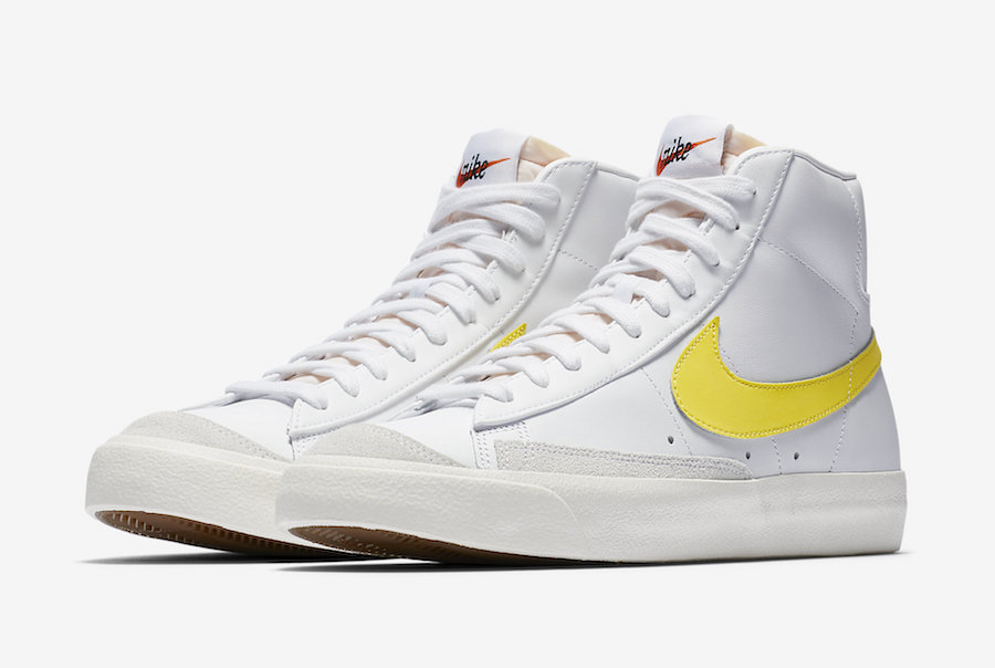 nike blazer 77 sneakers in white and yellow
