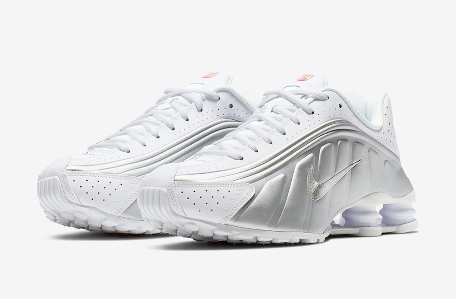 nike shox white and silver
