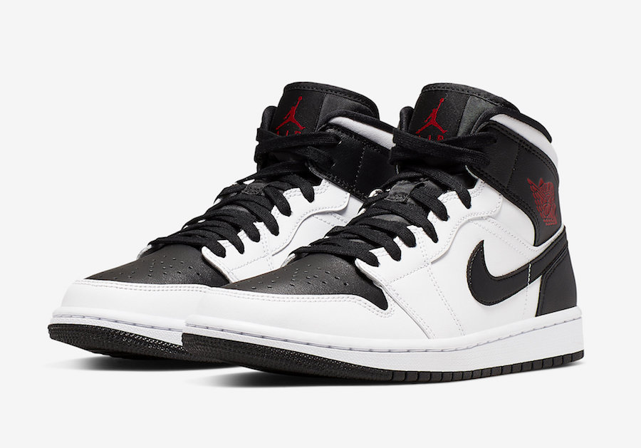 air jordan 1 mid black and white and red