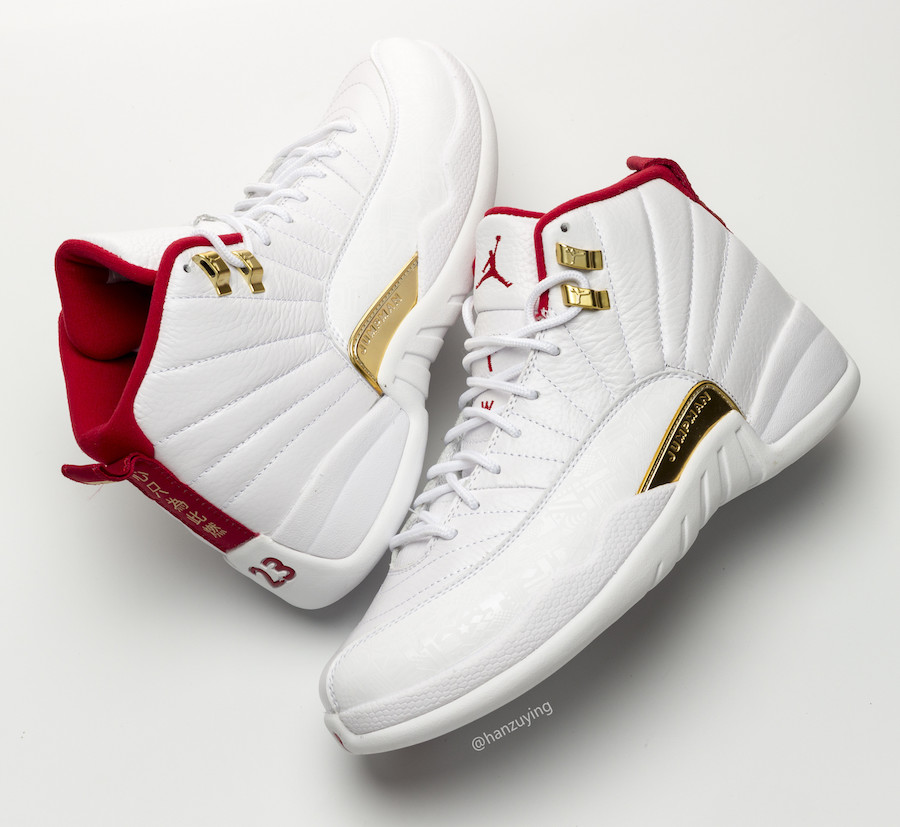 air jordan 12 white red and gold