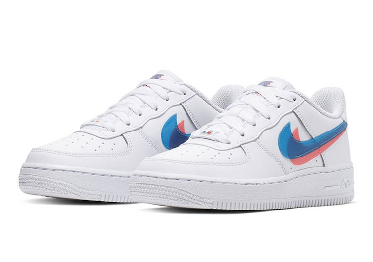air force 1 blue and pink swoosh