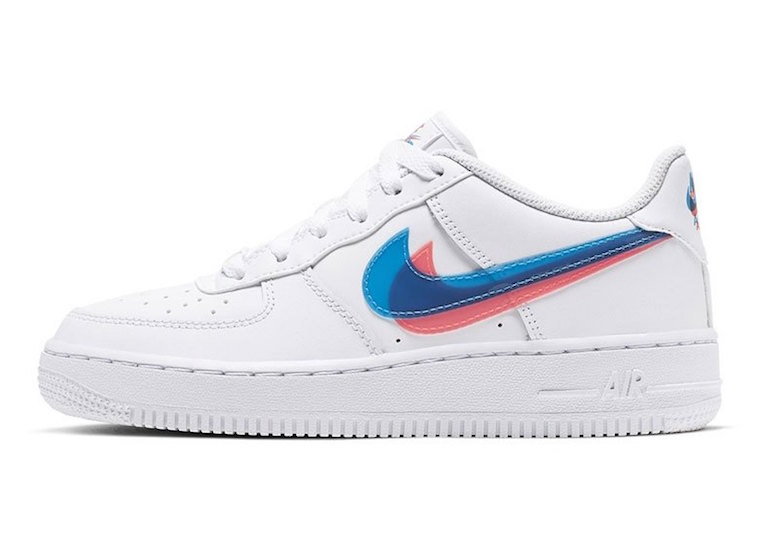nike air force 1 pink and blue swoosh