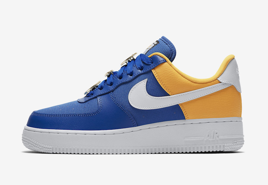 blue and yellow high top air force ones