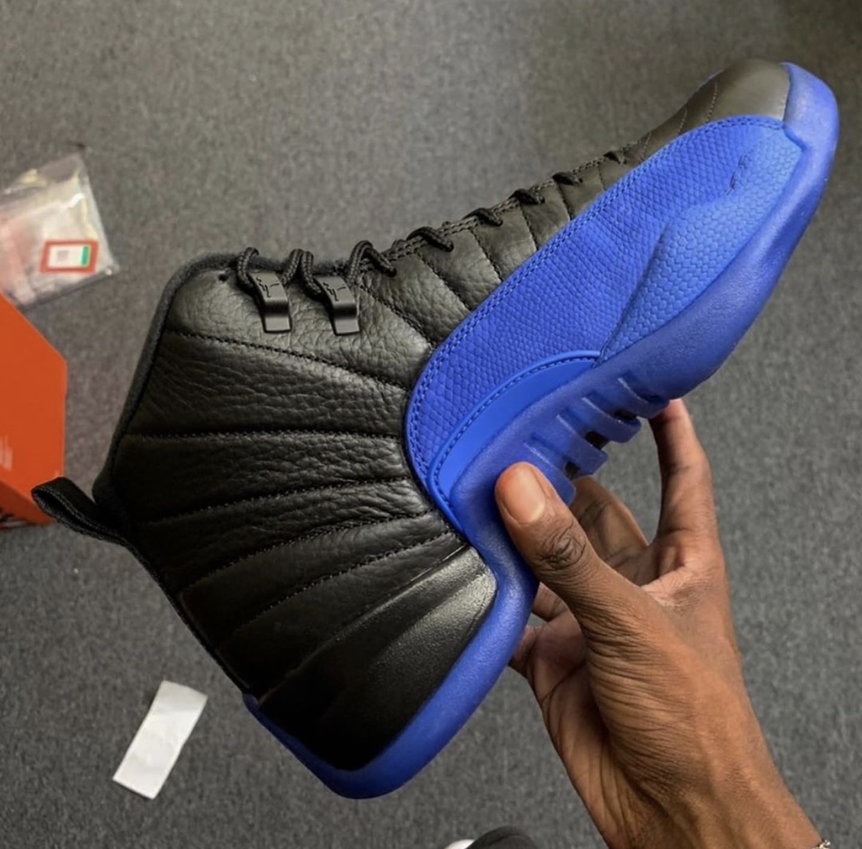black and royal blue 12s