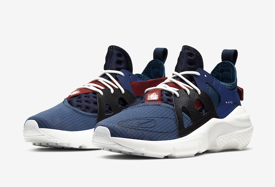 navy blue and red huaraches