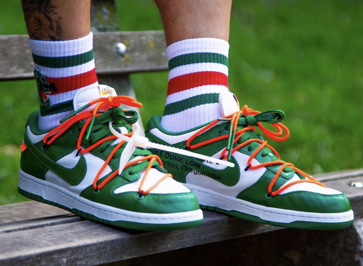 pine green dunk low off white