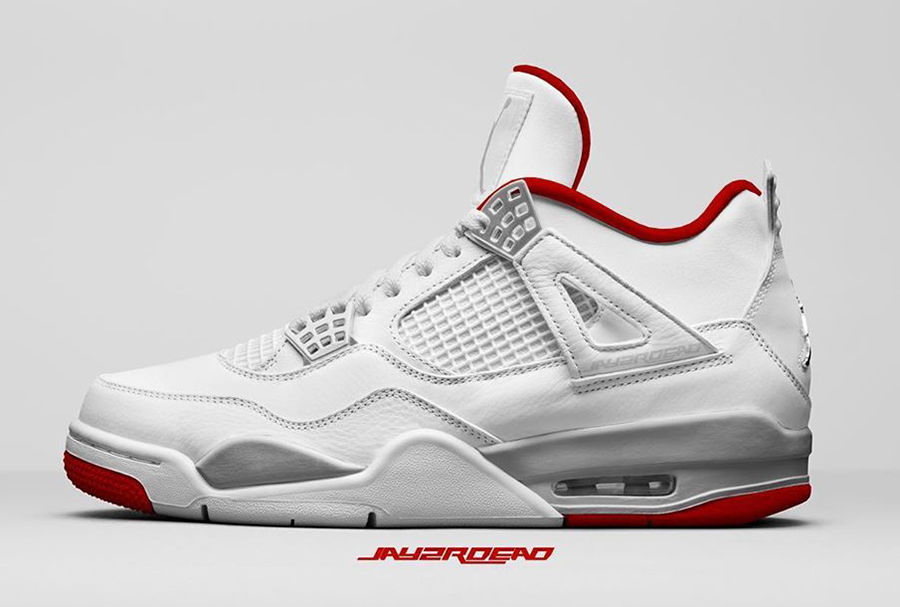 red and white jordan 4's