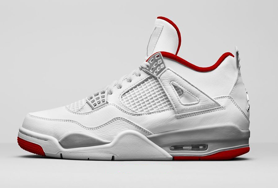 white and red jordan 4