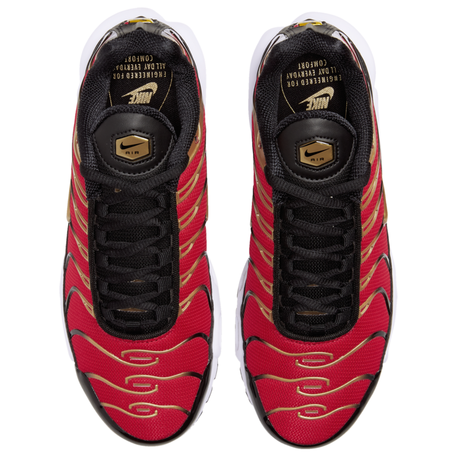 red and gold air max plus