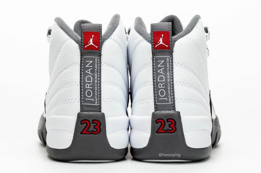 Air Jordan 12 White Dark Grey Gym Red 