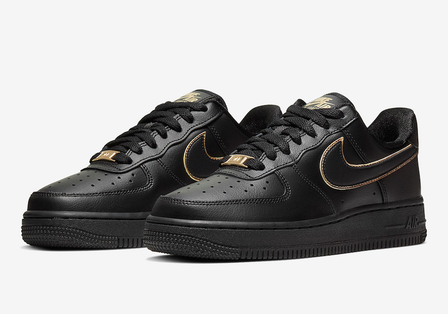 nike air force 1 black with gold