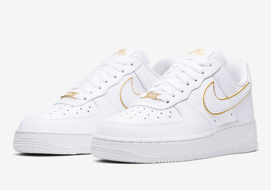 white and gold nike air force