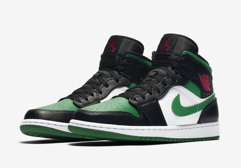 Air Jordan 1 Mid Black Green White Red 554724-067 Release Date Info ...