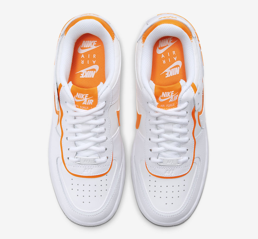 white and neon orange air force 1