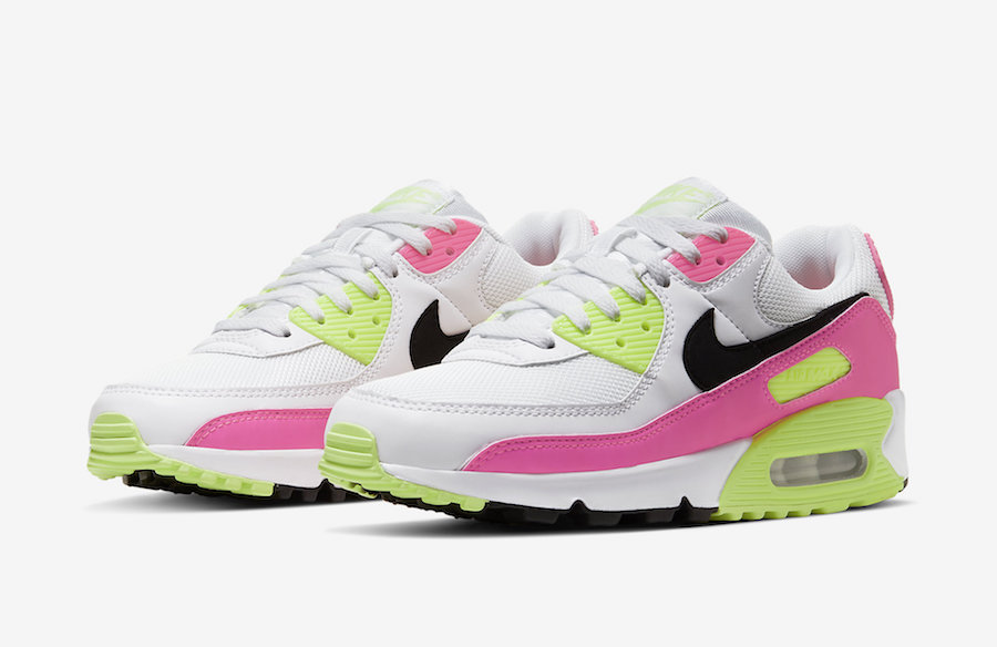 white pink and neon air max