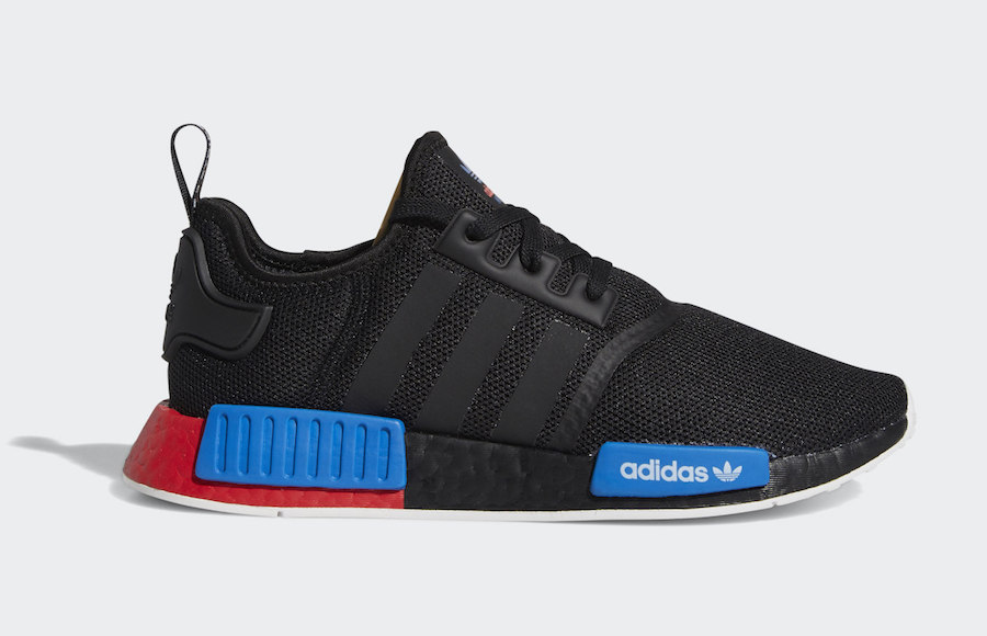 adidas nmd r1 trainers core black lush red
