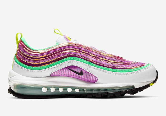 nike air max 97 pink white yellow green