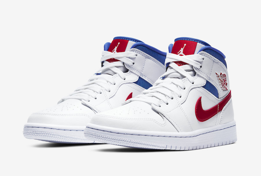 jordans red and blue and white