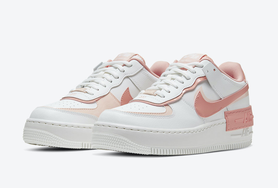 nike air force 1 shadow white and pink trainers