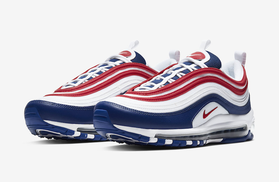 white blue and red air max 97