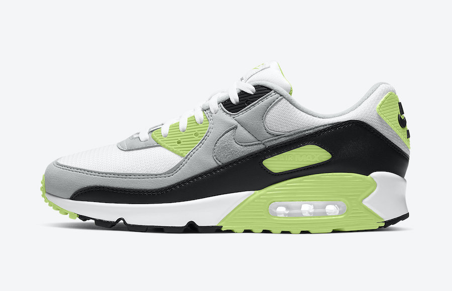 lime green black and white air max