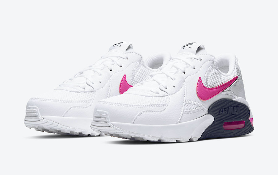 nike white & pink air max excee trainers