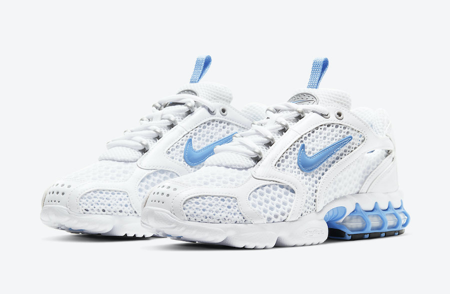 nike air zoom spiridon cage 2 white and blue