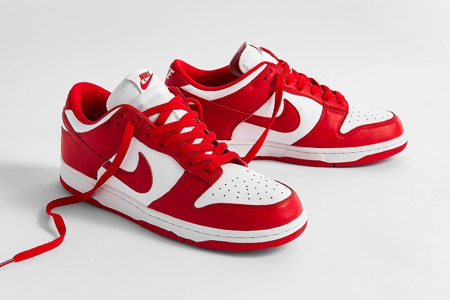 red and white nike dunk low