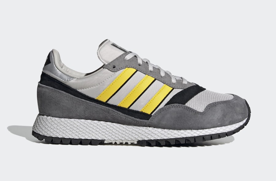 grey and yellow adidas trainers