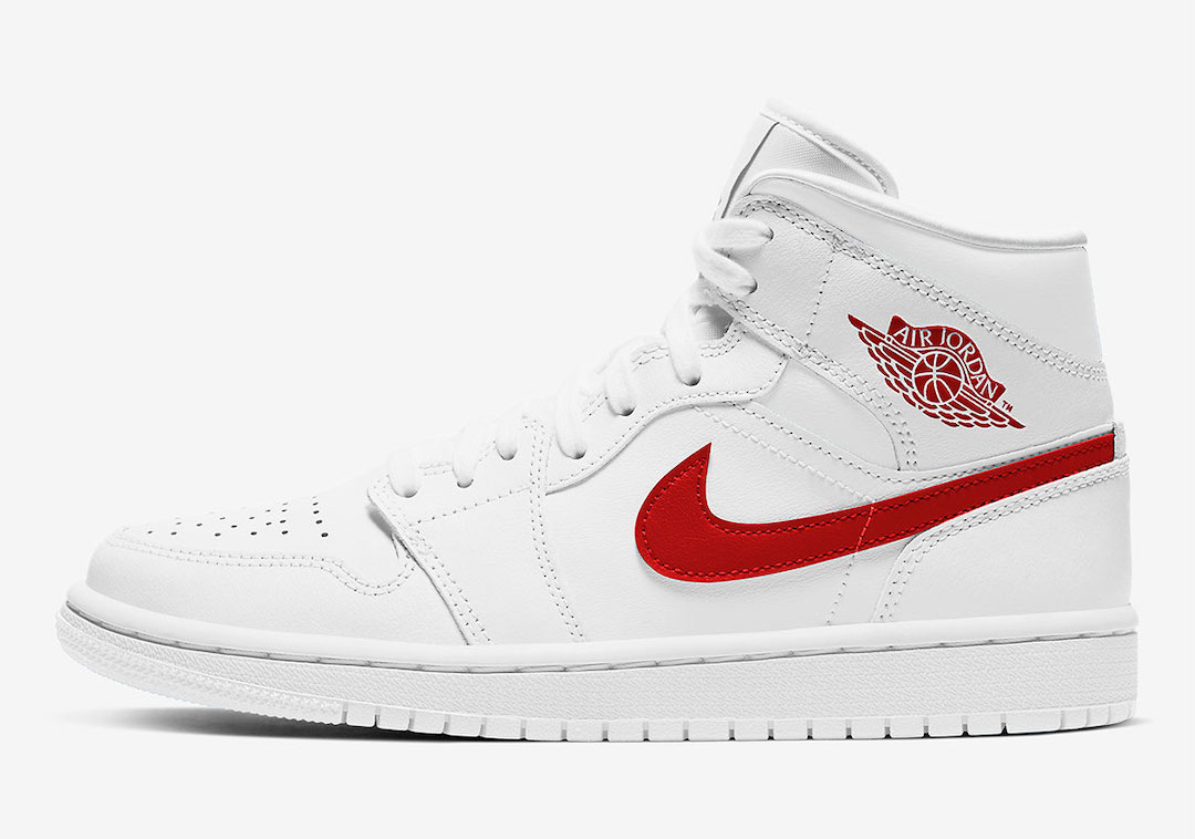 jordan mid red and white