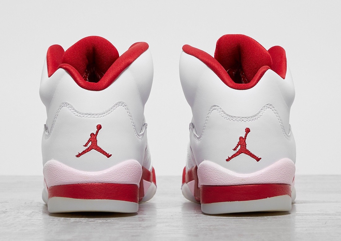 white and red jordans 5