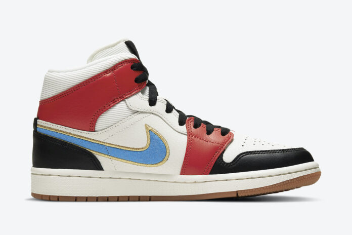 Air Jordan 1 Mid Sail Red Black Blue Gold DC1426-100 Release Date Info ...